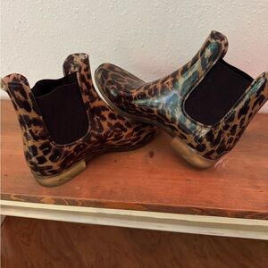 J.Crew Leopard Print rain ankle Boots 8